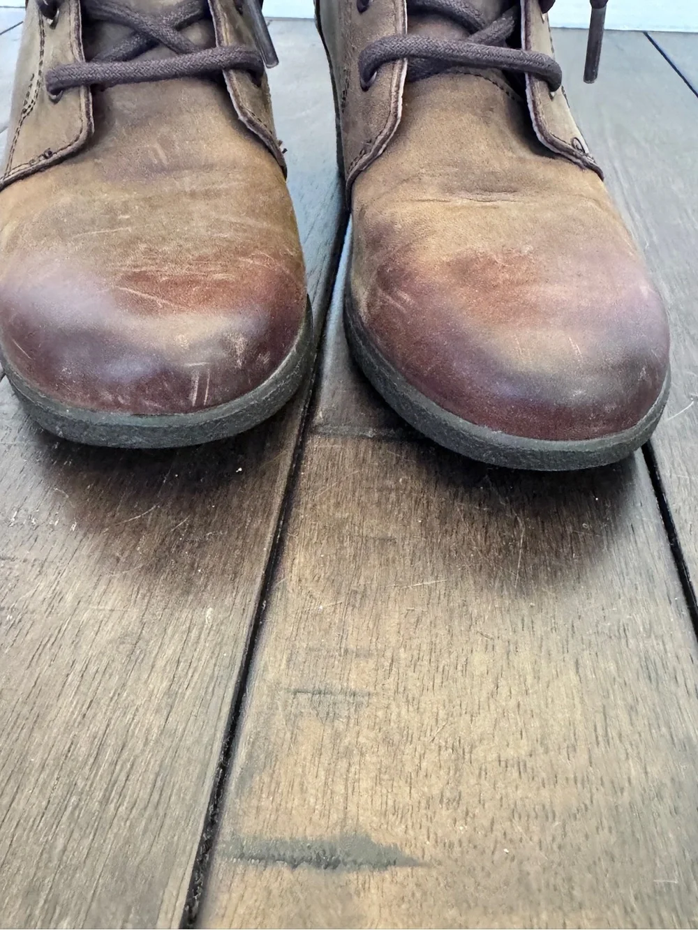 UGG Zea Wedge Winter Boots Womens Size 7 EUR 38 Brown Leather Sheepskin Gorpcore